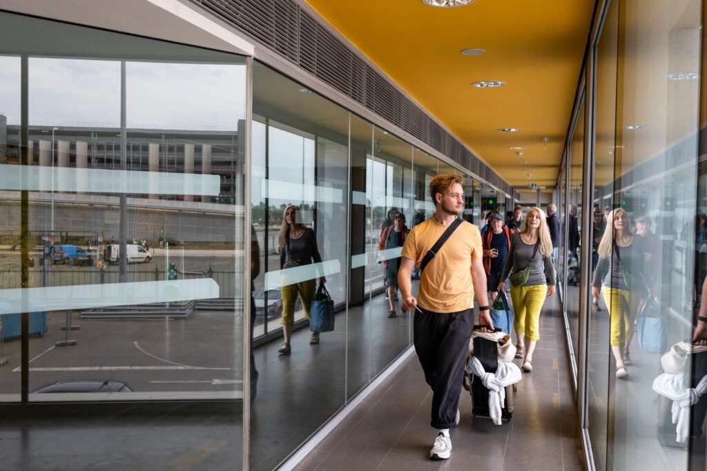 Walking on the Pedestrian Walkway